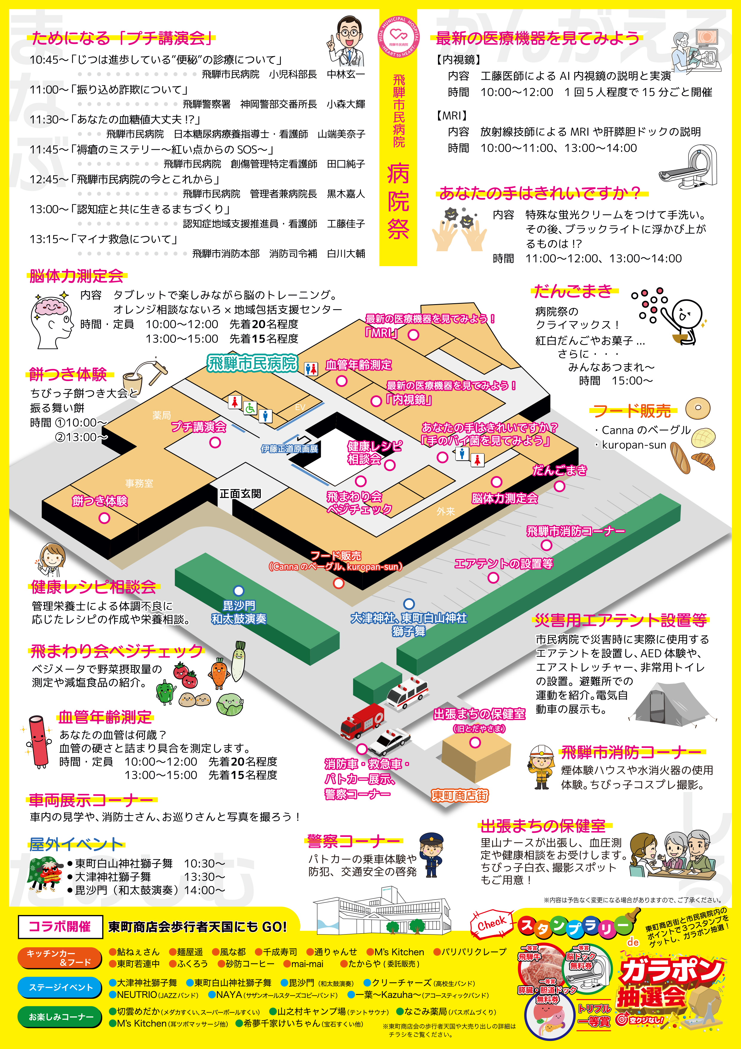 第14回飛騨市民病院病院祭のチラシ（裏）